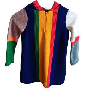 Vintage 80's Boys Jacket 6 6X Brigadoon Rainbow Multicolor Striped Hooded Zip